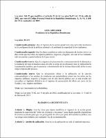 Ley núm. 361-22 que modifica el artículo 31 de la Ley núm. 76-02, del 19 de julio de 2002, que crea el Código Procesal Penal de la República Dominicana